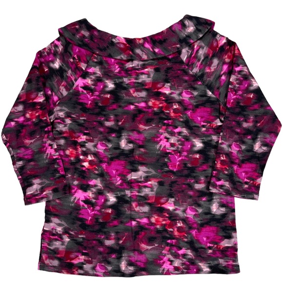 Rafaella size large pinks & black design top with cowl neck & zip neck detail - Picture 5 of 11